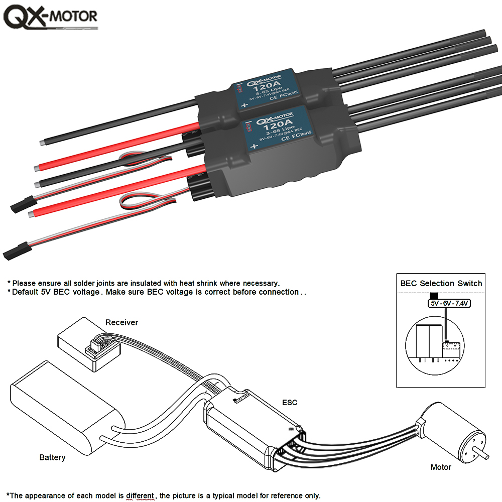 QX-MOTOR 120A ESC 3-6S lipo 5A - Lipo Battery 6S avaliação e preço